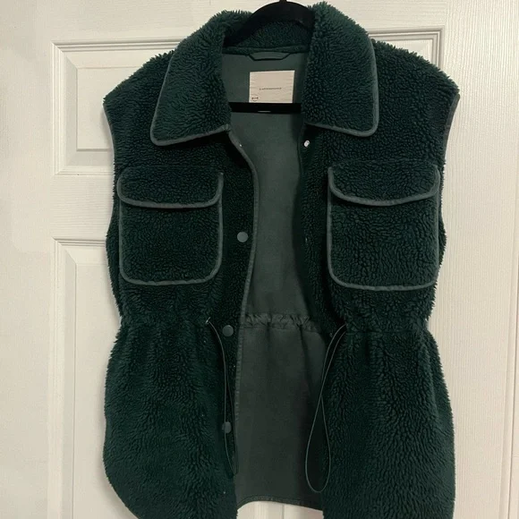 Anthropologie Dark Green shearling Sherpa Vest - Picture 3 of 5